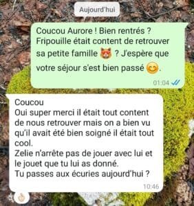 Aurore et Fripouille témoignage WhatsApp