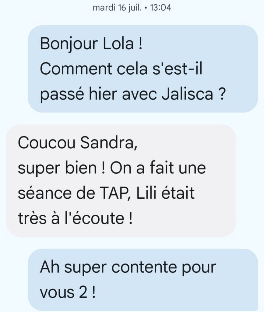 Lola et Jalisca message SMS