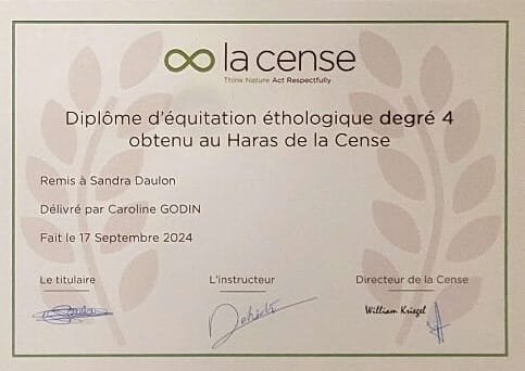 Diplôme Degré 4 La Cense Sandra DAULON